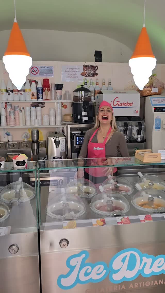 Miriam behind the counter at Gelateria Artigianale Ice Dream